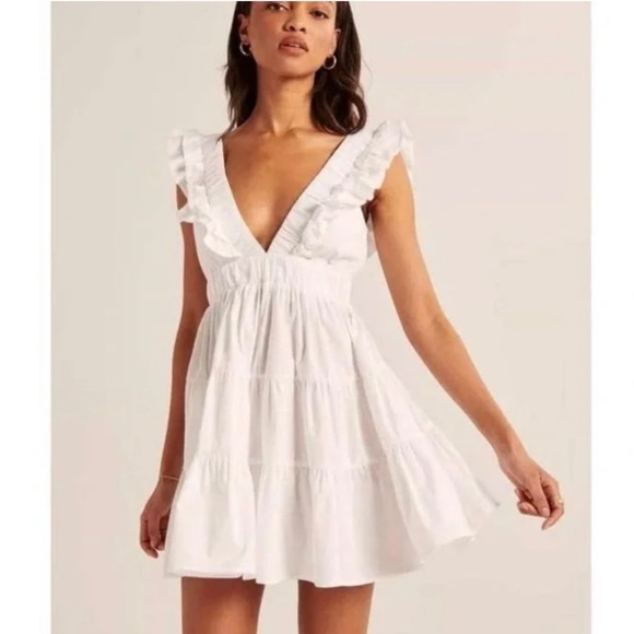 NWT A&F Women’s Ruffle Tiered Mini Dress - Picture 1 of 4